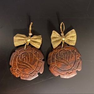 Betsey Johnson Wood Earrings